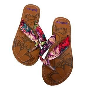 Bobee Tropical Satin Strap Flip Flops Size 8
